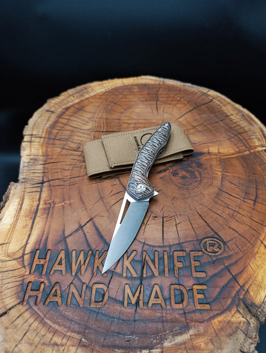 HAWK-3s BRASS N690 LINERLOCK POCKET KNIFE 