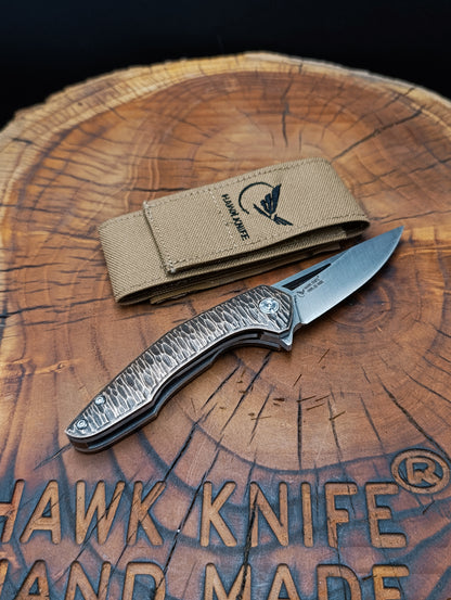 HAWK-3s BRASS N690 LINERLOCK POCKET KNIFE 