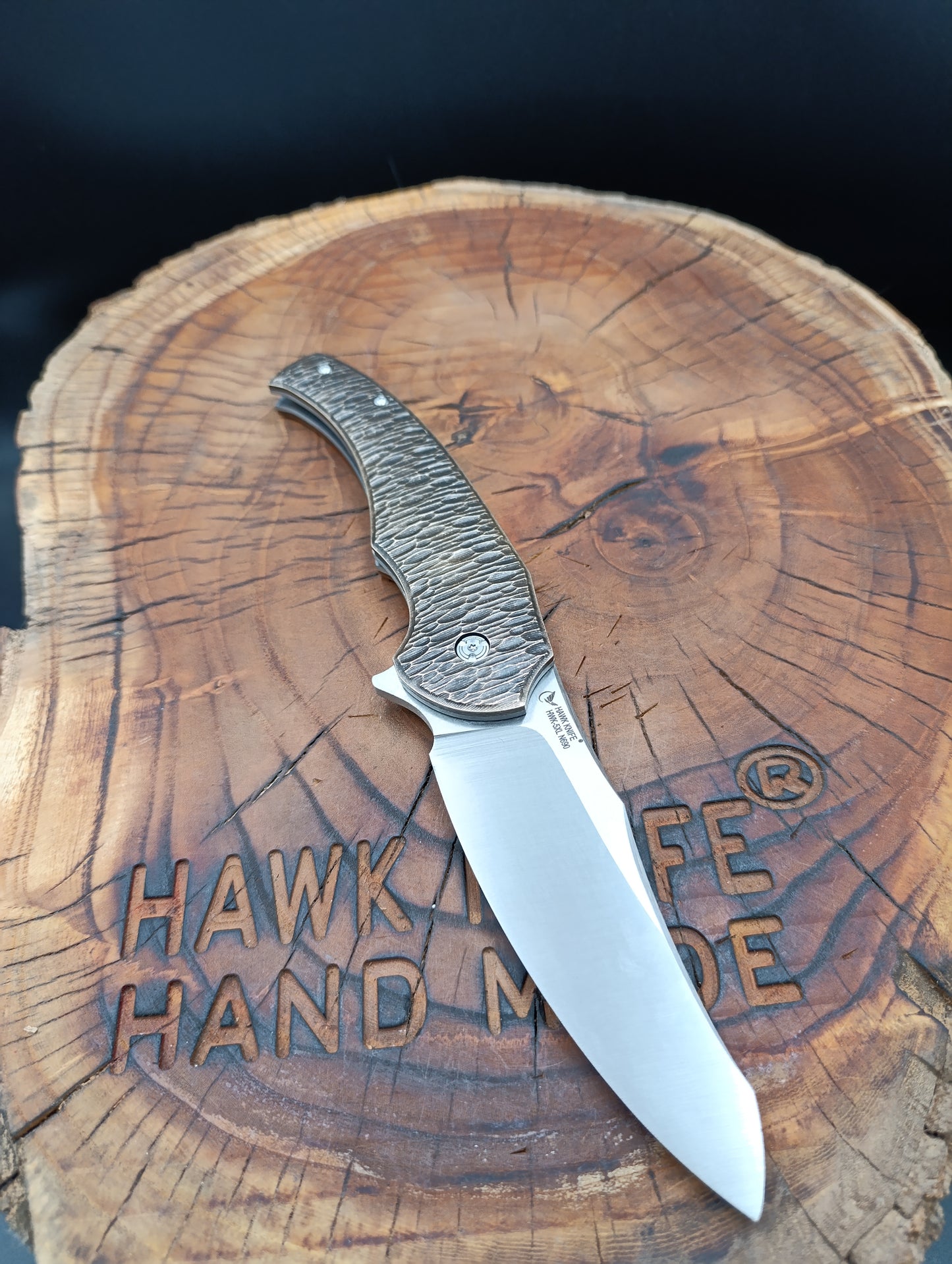 HAWK-5XL BRASS N690 LINERLOCK POCKET KNIFE