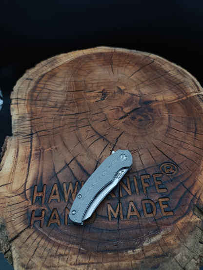 HAWK-5s GRAY N690 LINERLOCK Pocket Knife