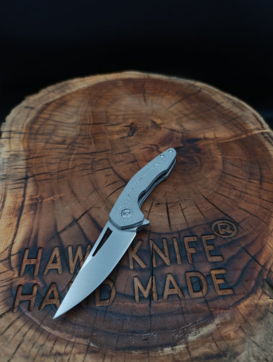 HAWK-3s GRAY N690 LINERLOCK POCKET KNIFE 