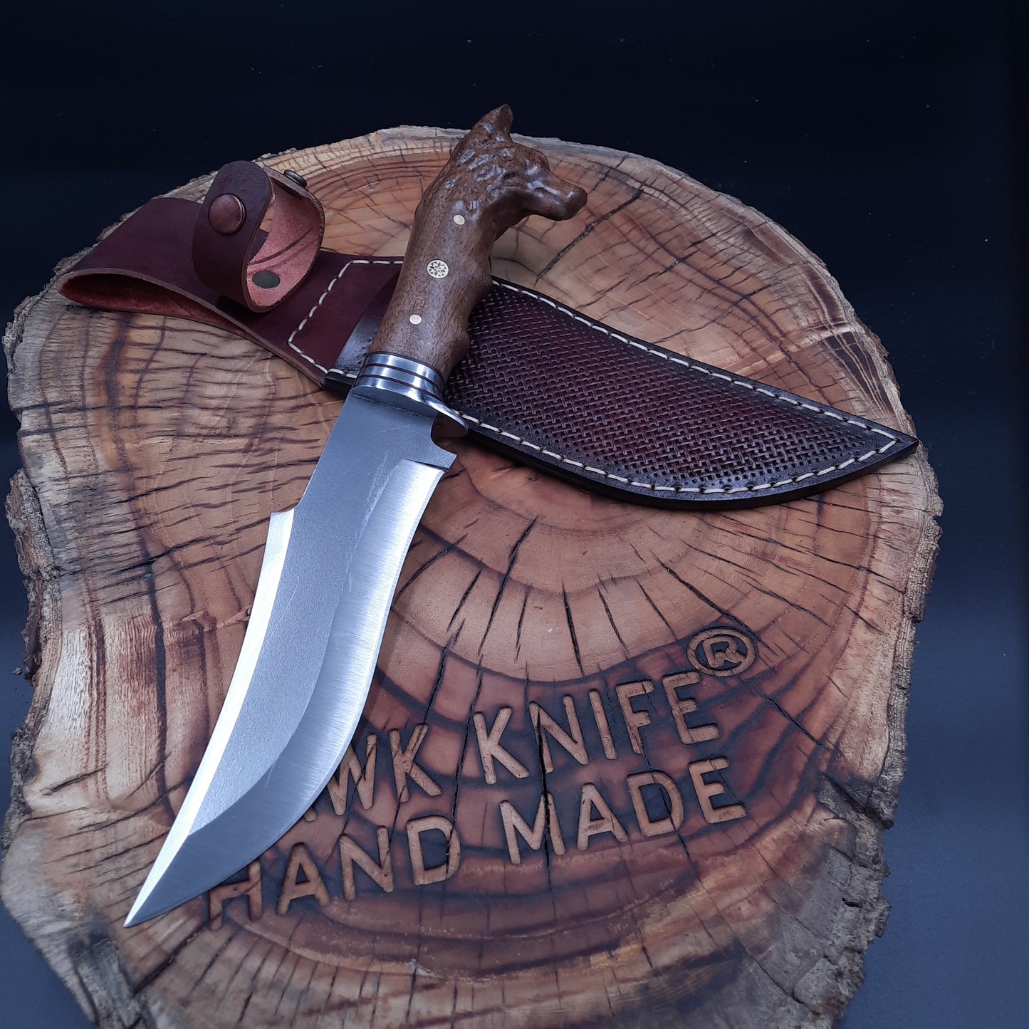 WOLF HEAD HUNTING KNIFE