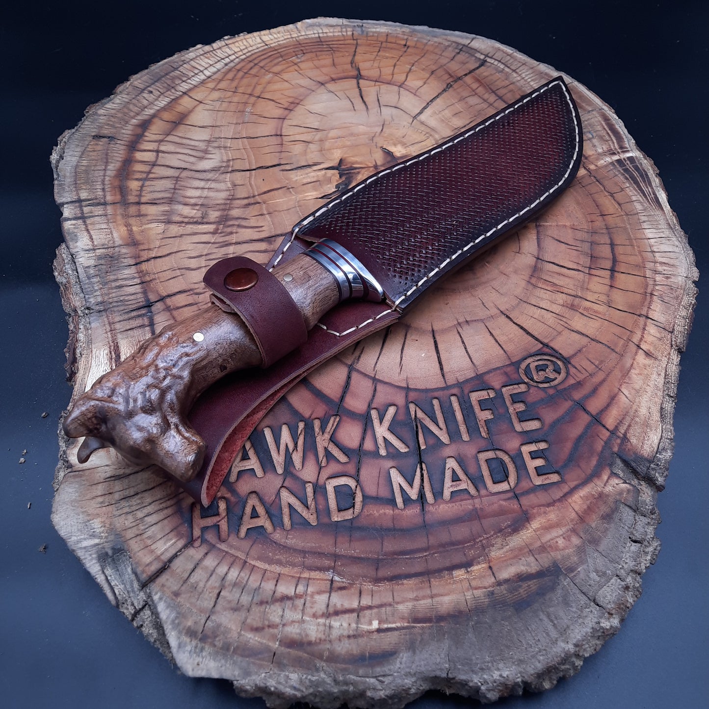 WOLF HEAD HUNTING KNIFE